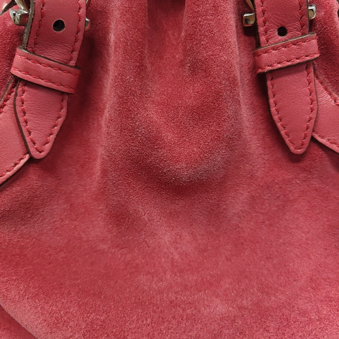 Suede Top Handle Bag Red