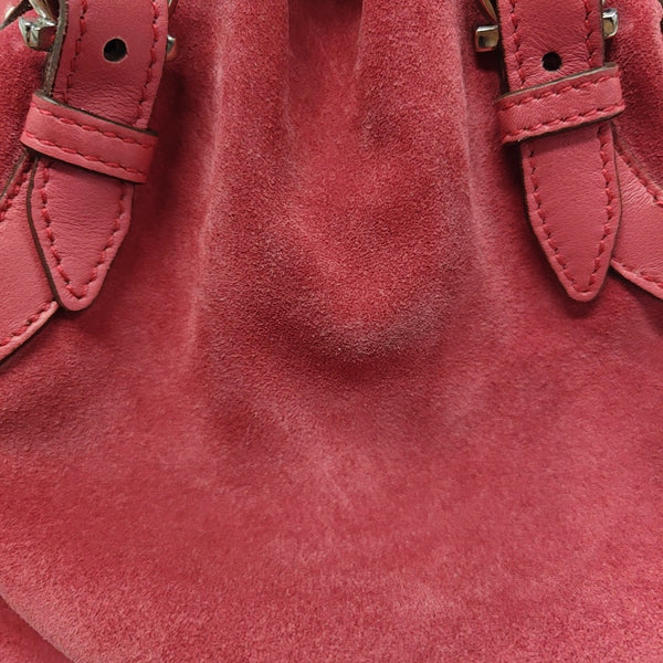 Suede Top Handle Bag Red