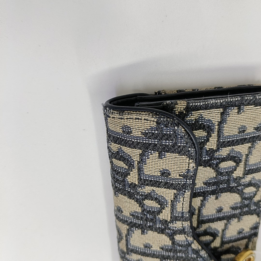 Saddle Mini Oblique Canvas Blue Wallet
