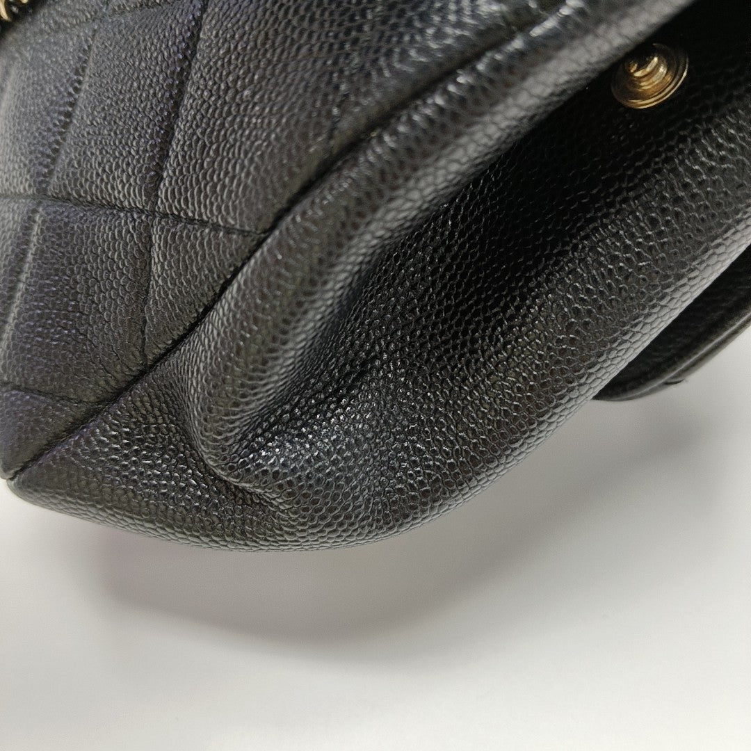 BUSINESS AFFINITY Small Quilted Grained Calfskin Black