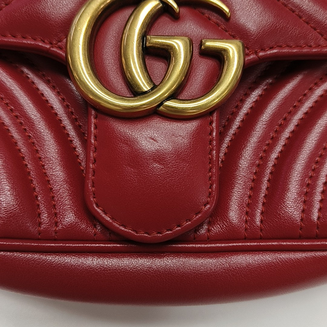 GG Marmont Small Quilted Calfskin Red
