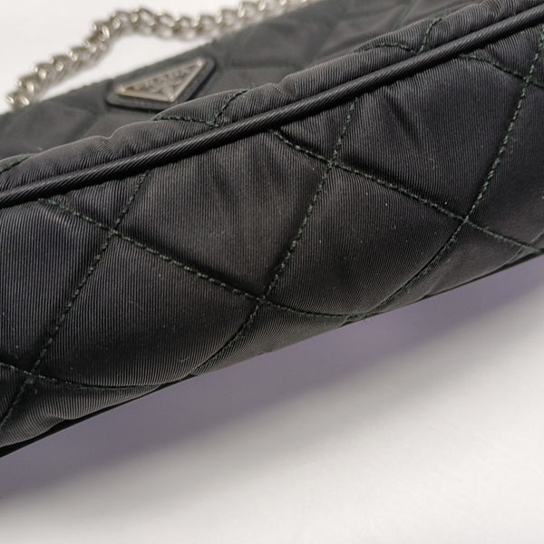 Quilted Nylon Shoulder Bag Black