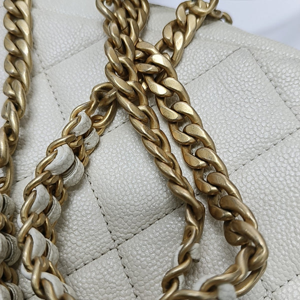 Quilted Grained Calfskin White