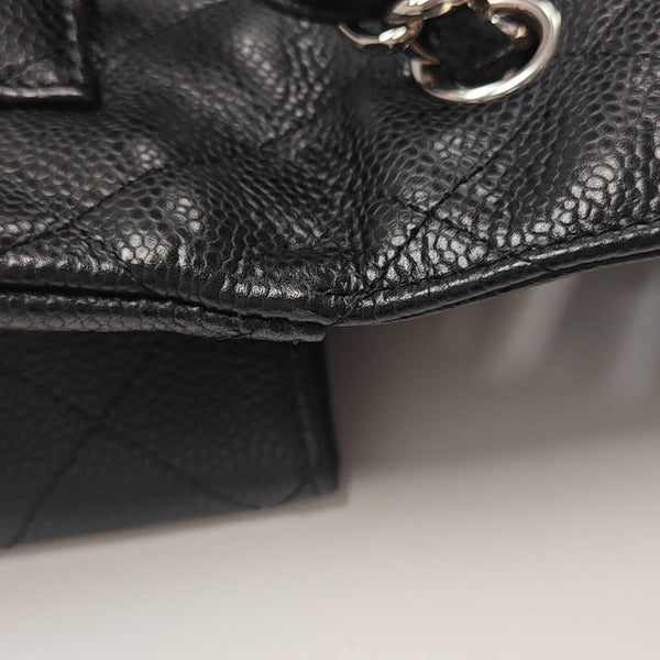 Quilted Grained Calfskin Shoulder Bag Large Black