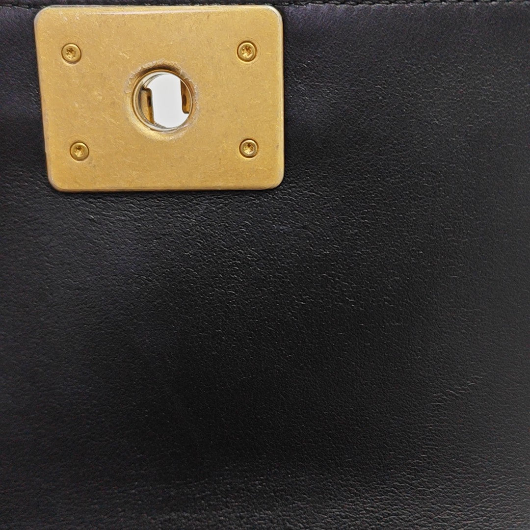 BOY CHANEL Small Quilted Grained Calfskin Black