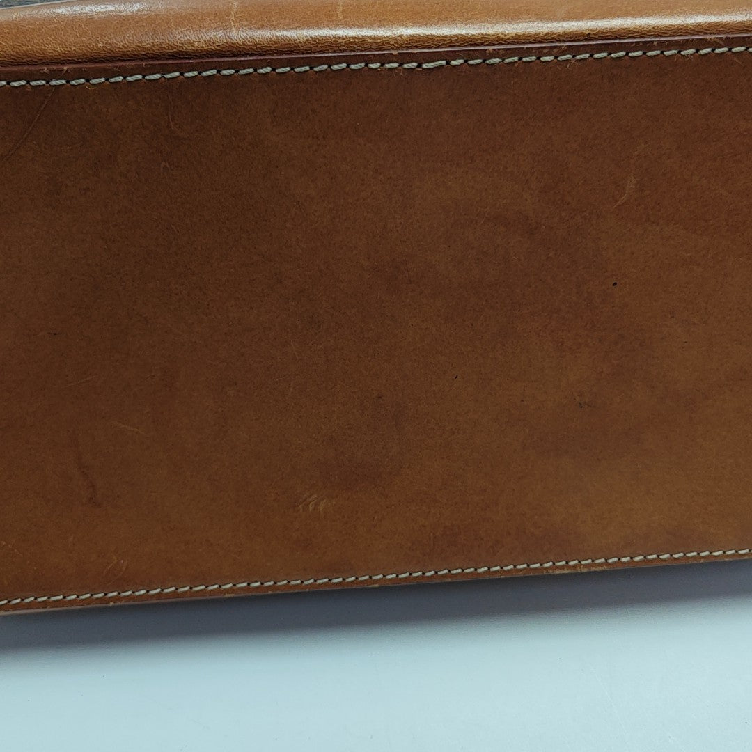 Coated Canvas Top Handle Bag Brown