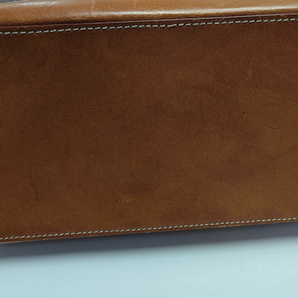 Coated Canvas Top Handle Bag Brown