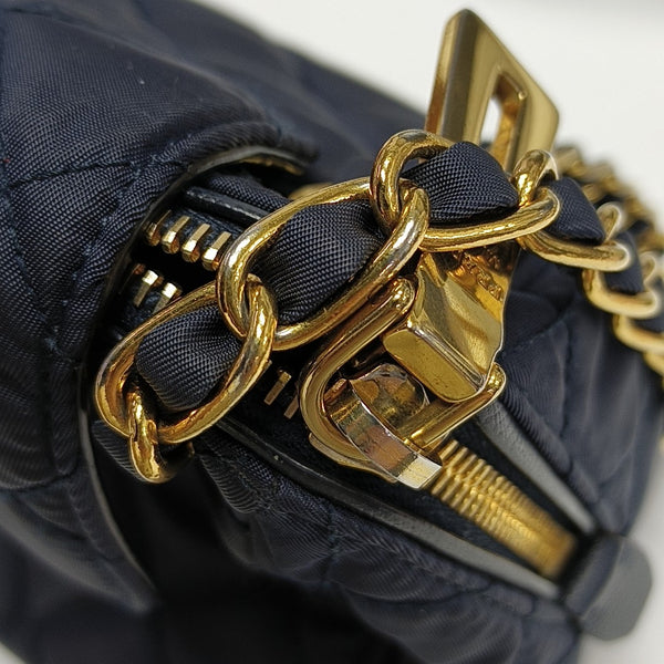 Quilted Nylon Shoulder Bag Blue