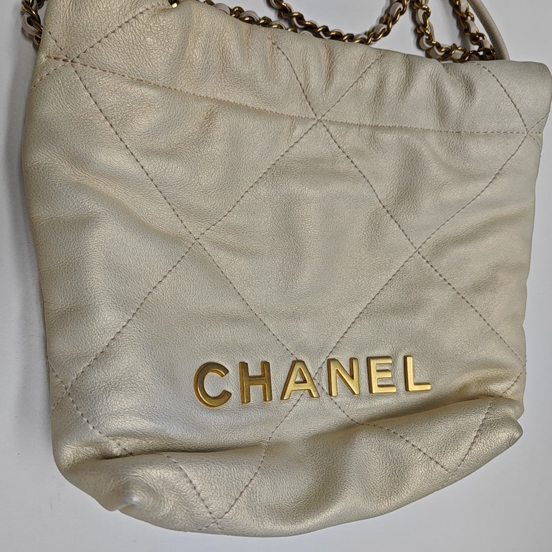 CHANEL 22 Mini Quilted Calfskin Beige