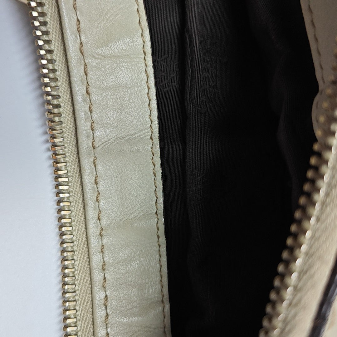 Sukey Monogram Calfskin Beige