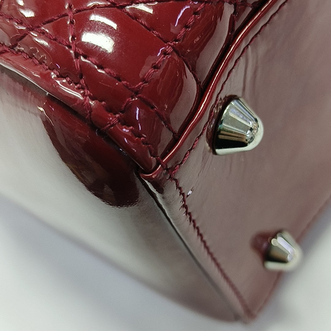 Lady Dior Large Cannage Patent Leather Red