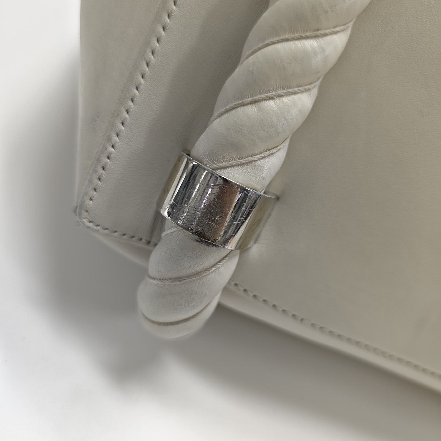 Calfskin Top Handle Bag White