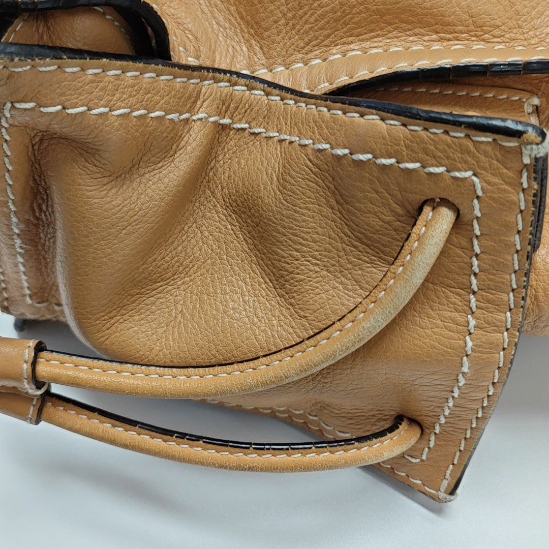 Calfskin Top Handle Bag Brown