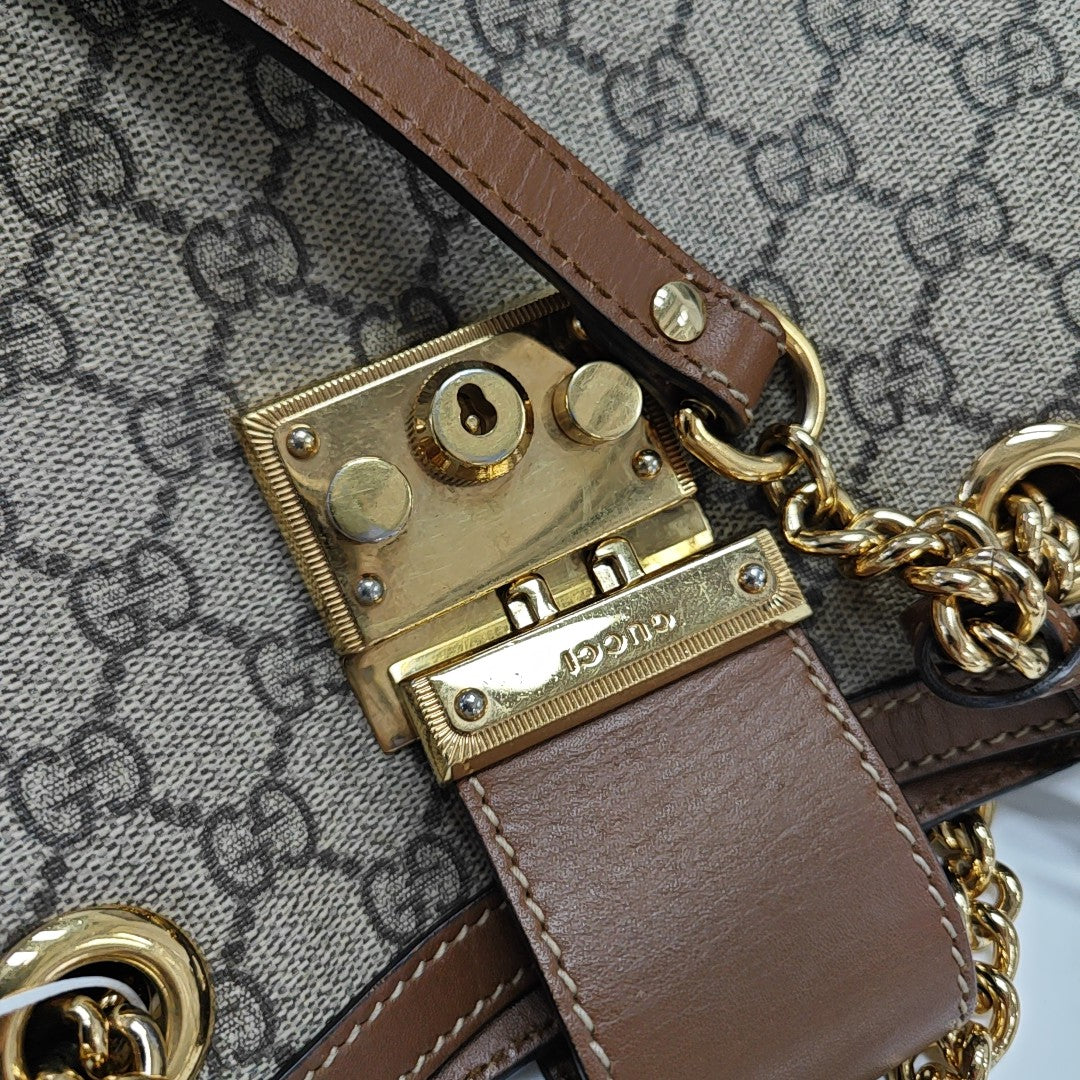 Padlock Small Monogram Coated Canvas Beige