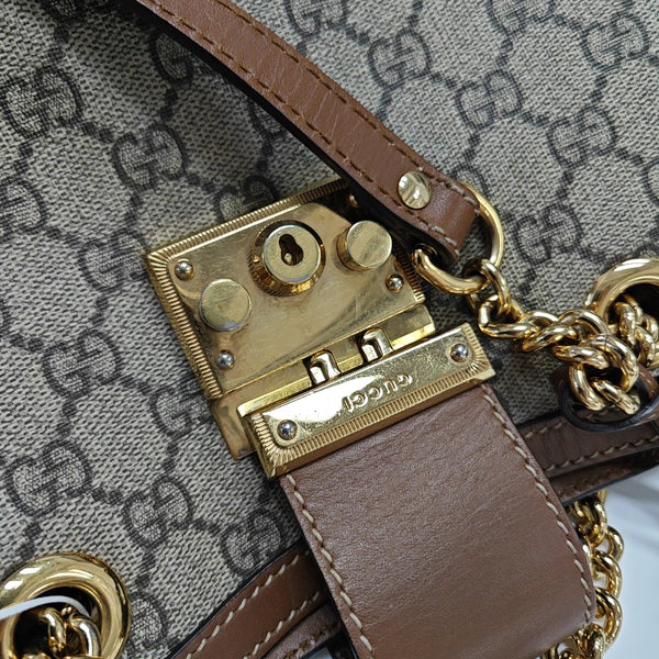Padlock Small Monogram Coated Canvas Beige