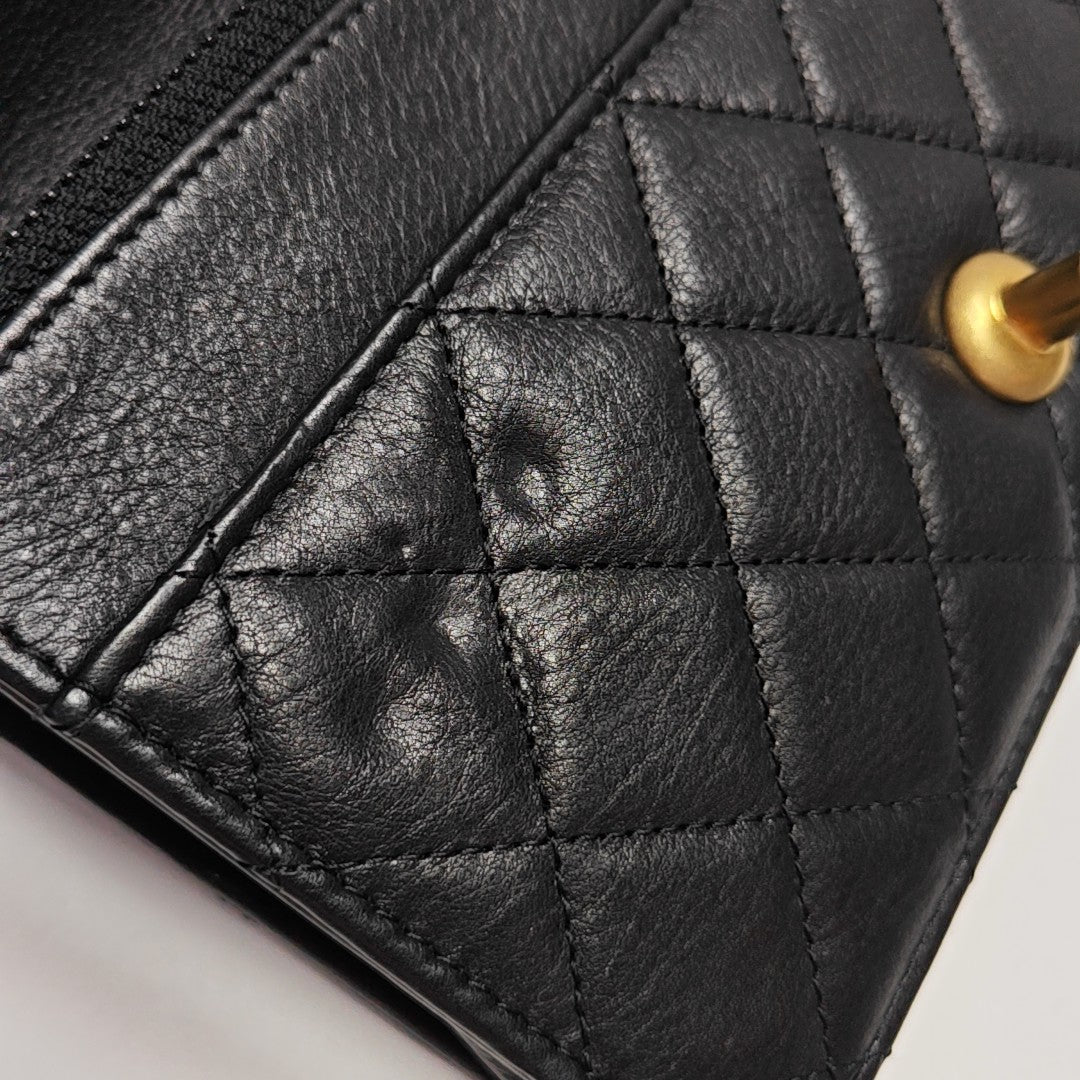 Quilted Calfskin Shoulder Bag Black