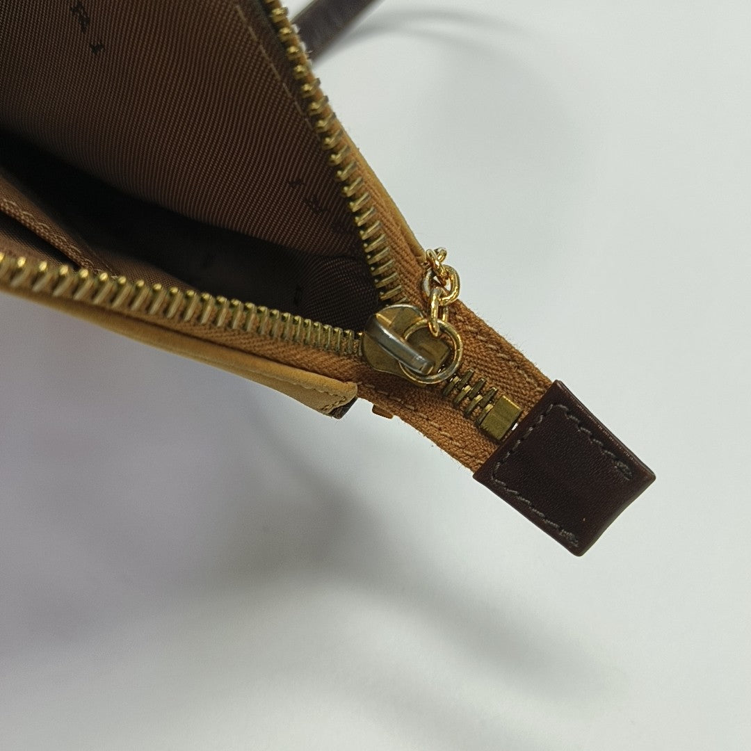 Fabric Top Handle Bag Brown