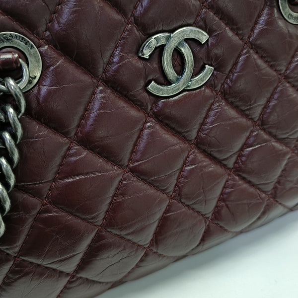 Quilted Calfskin Tote Bag Red