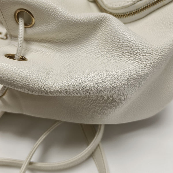 BUSINESS AFFINITY Small Quilted Grained Calfskin White