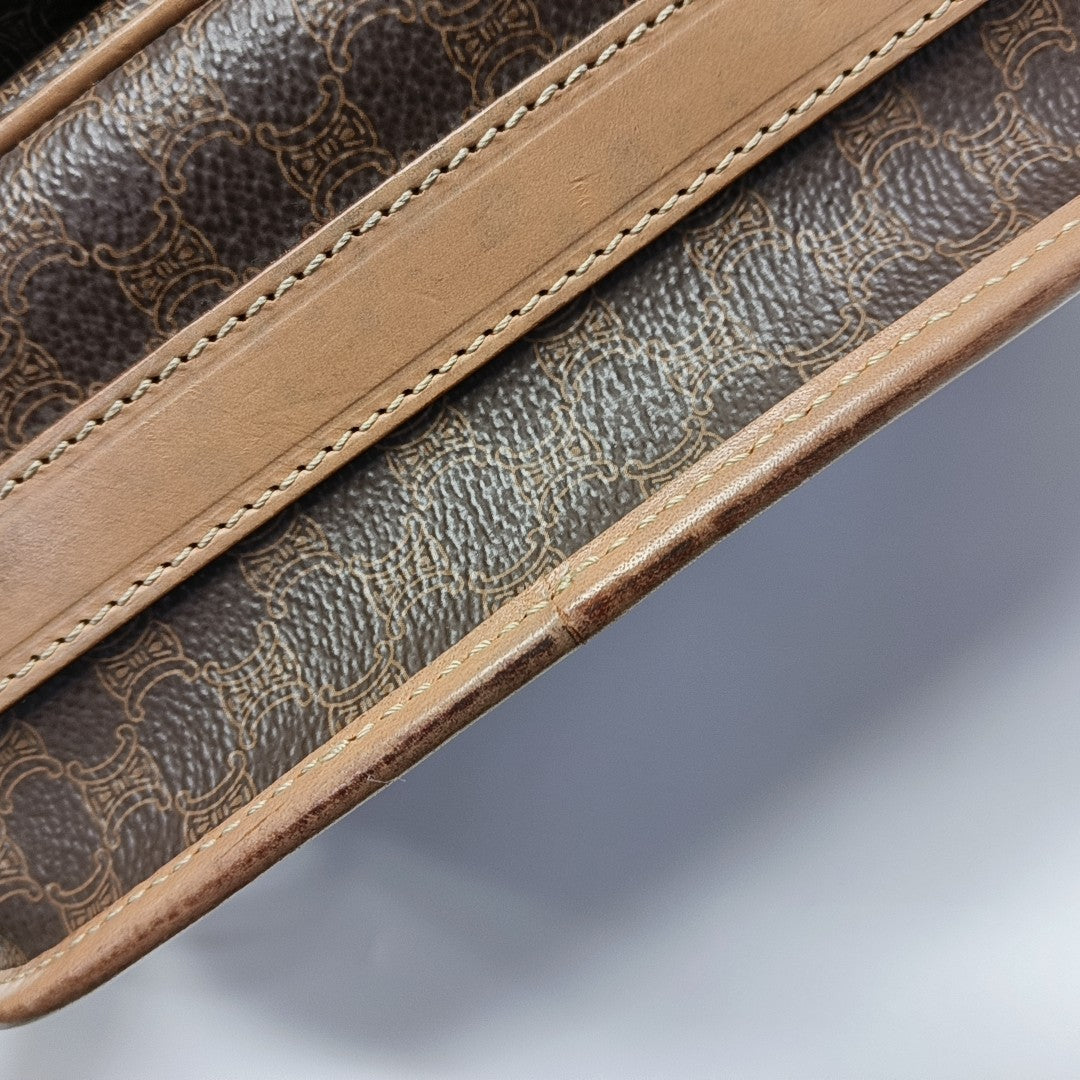 Coated Canvas Shoulder Bag Brown