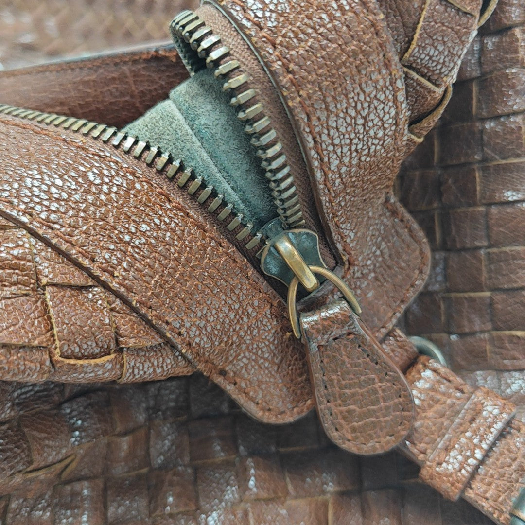 Calfskin Top Handle Bag Brown