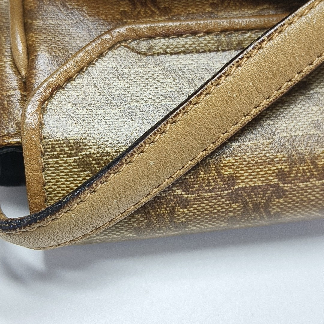 Coated Canvas Shoulder Bag Beige