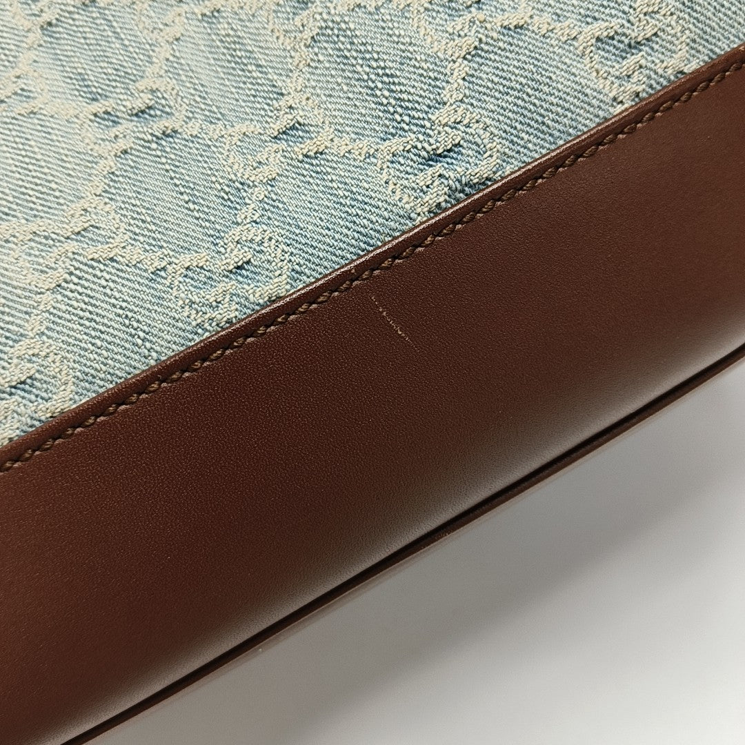 Monogram Denim Tote Bag Blue