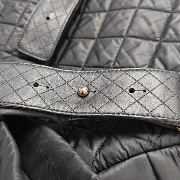Quilted Fabric Backpack Black