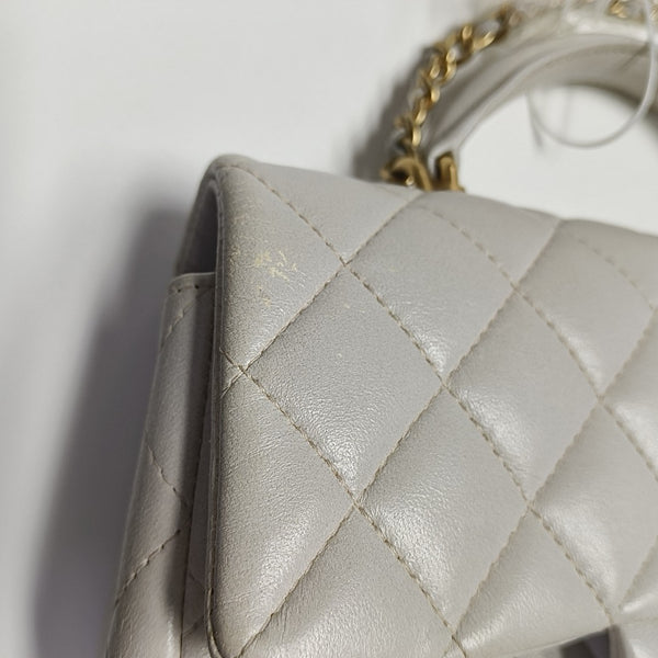 Quilted Lambskin Shoulder Bag White