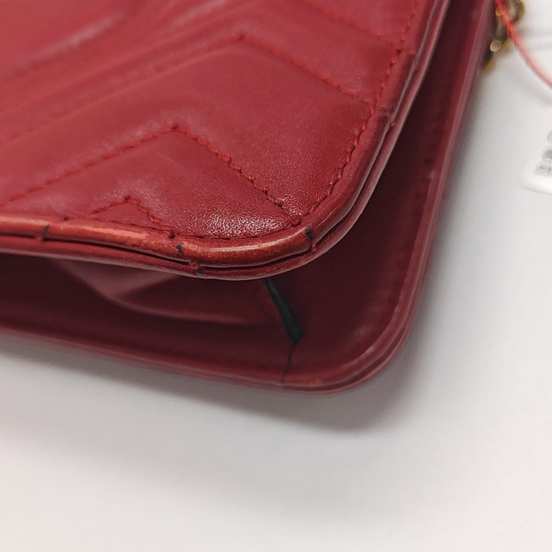 GG Marmont Super Mini Quilted Calfskin Red