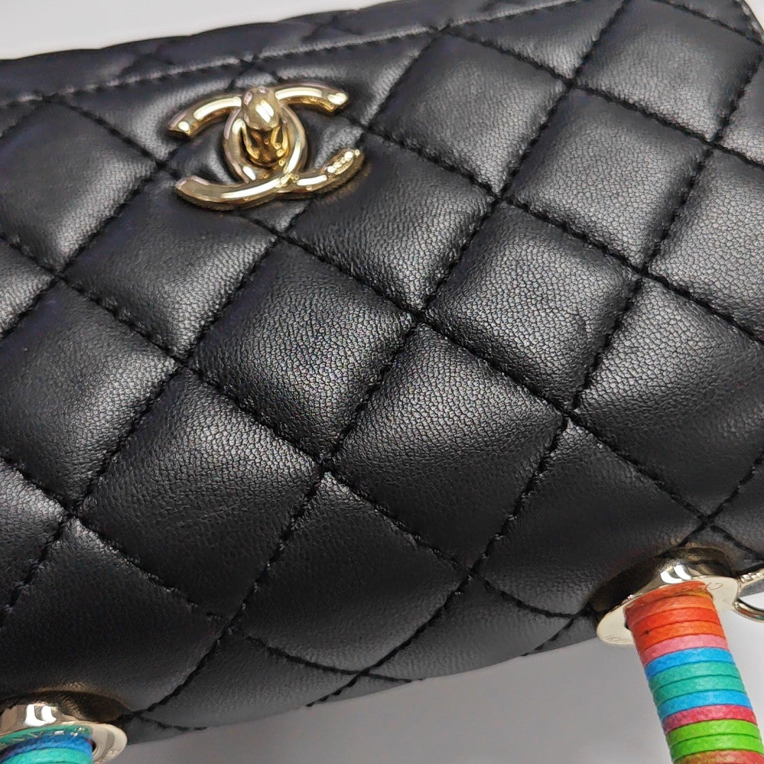 COCO HANDLE Mini Quilted Lambskin Black