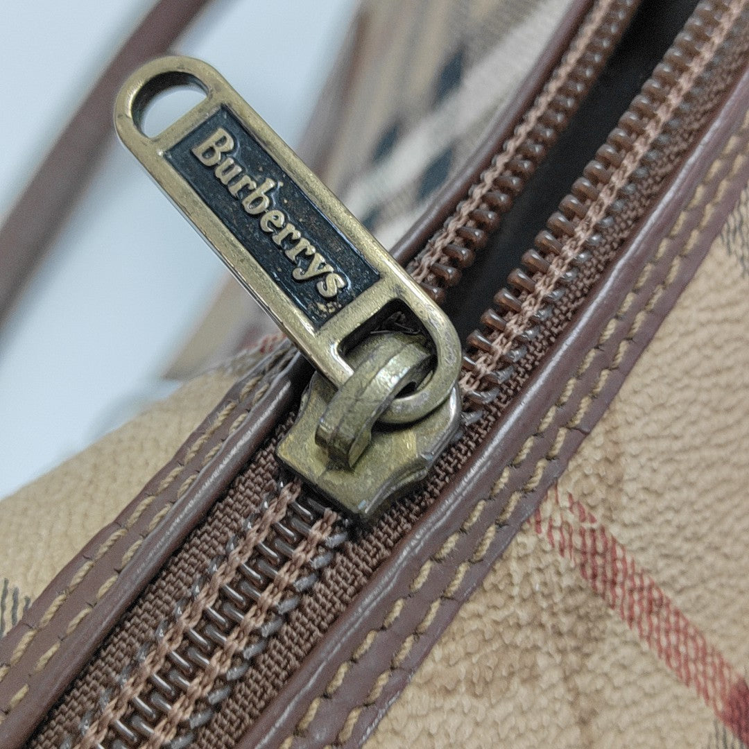 Coated Canvas Top Handle Bag Brown