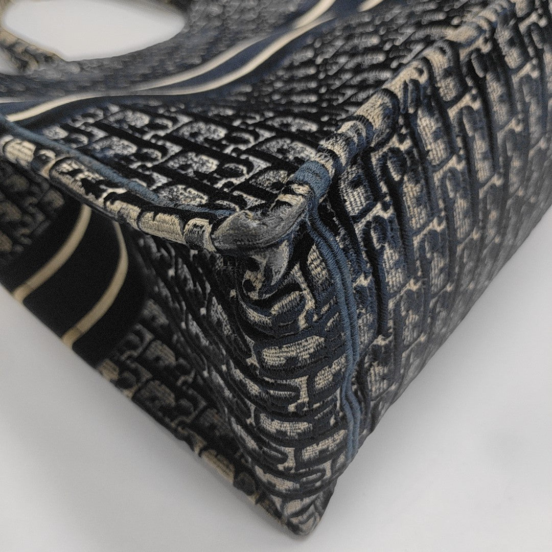 Book Tote Large Oblique Velvet Blue