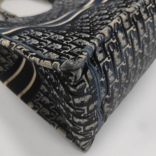 Book Tote Large Oblique Velvet Blue
