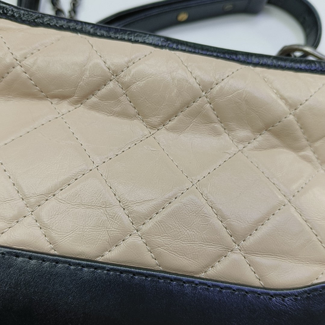 GABRIELLE Small Quilted Calfskin Beige