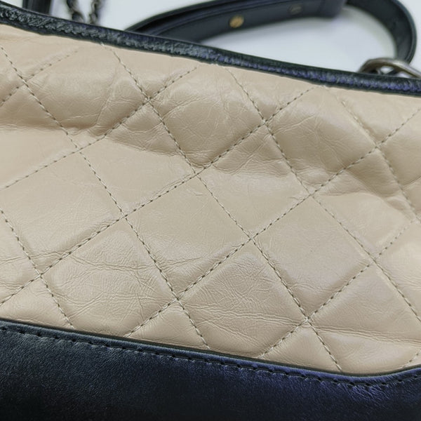 GABRIELLE Small Quilted Calfskin Beige