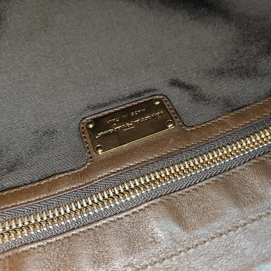 Calfskin Top Handle Bag Brown