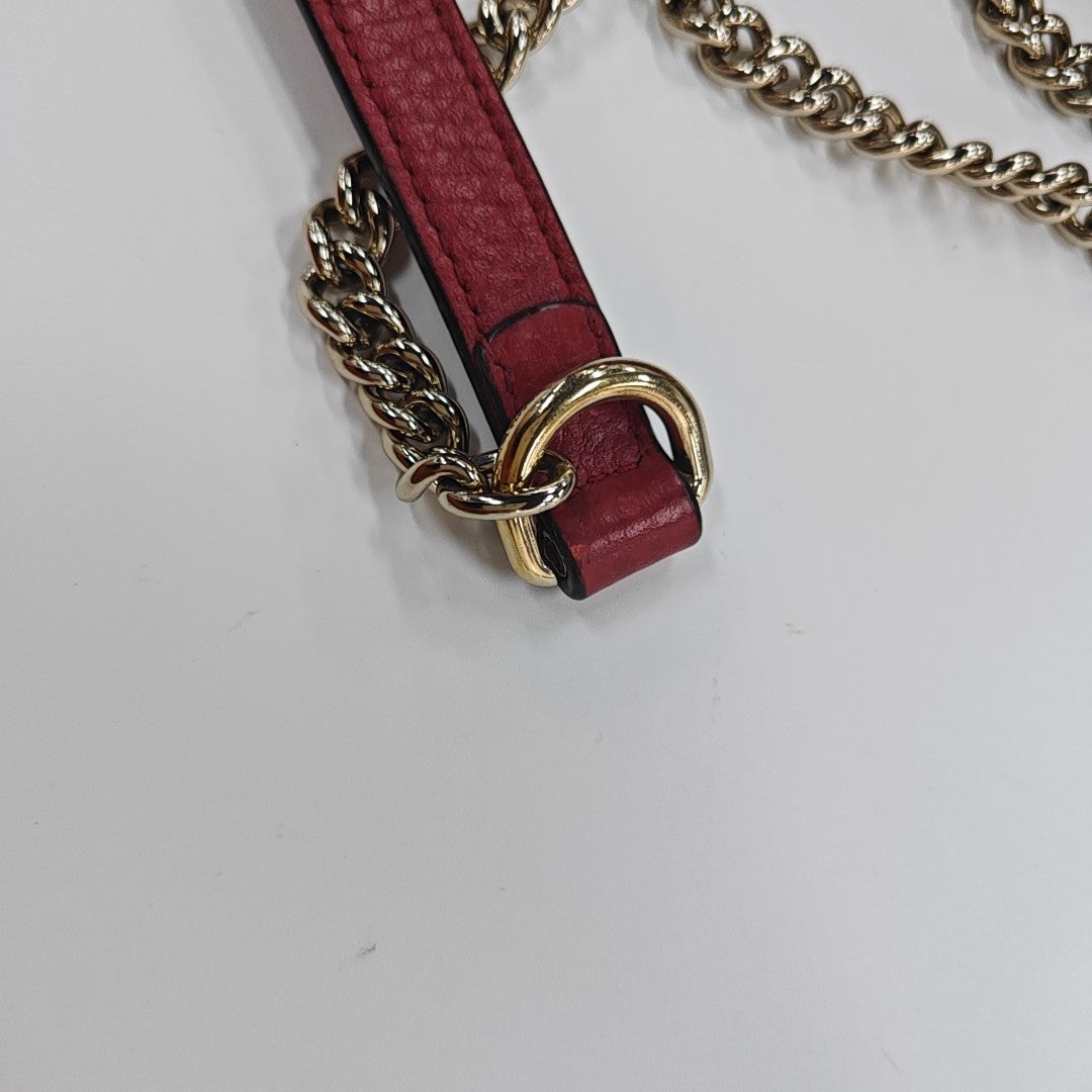 Interlocking G Small Calfskin Red