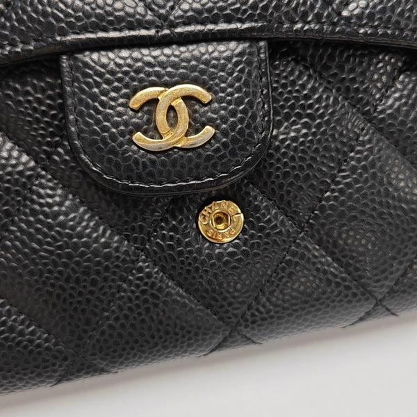 Quilted Grained Calfskin Wallet Black