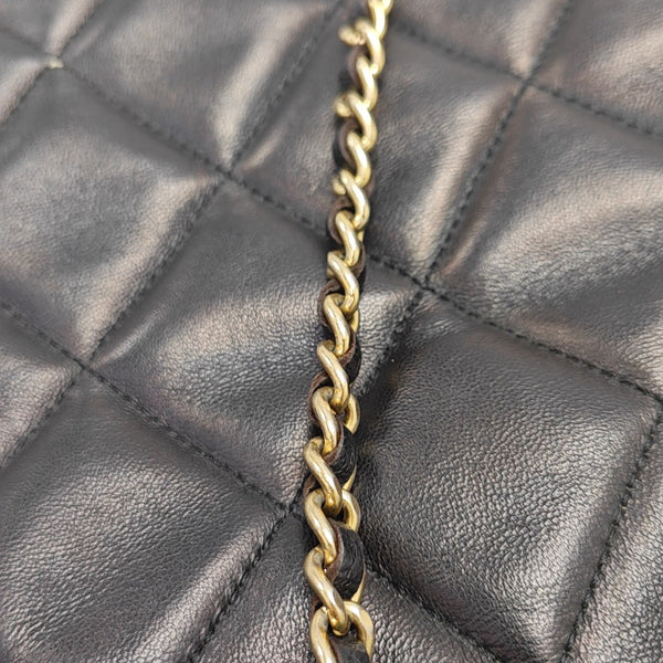 Quilted Lambskin Shoulder Bag Black