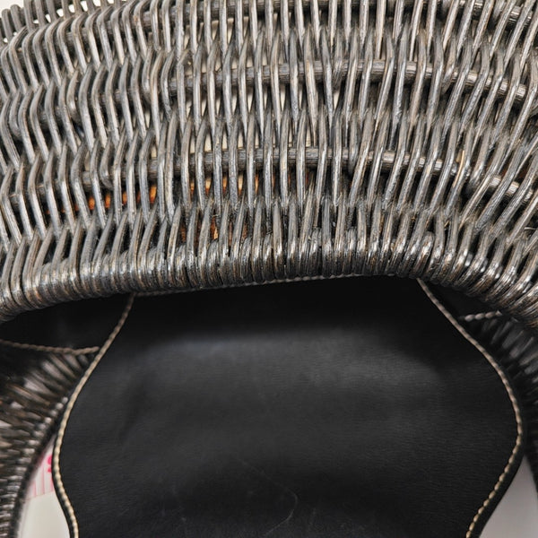 Straw Top Handle Bag Black