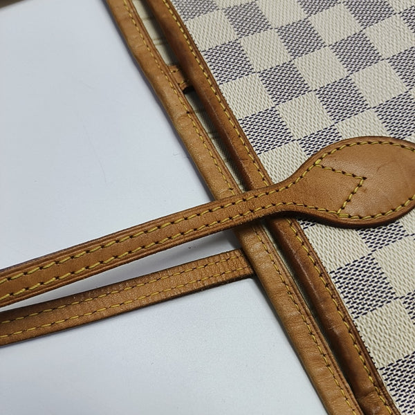 NEVERFULL GM Lona revestida Damier Azur Blanca