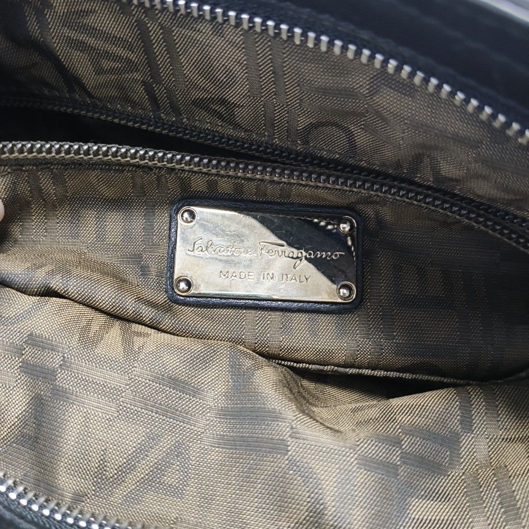 Suede Top Handle Bag Black