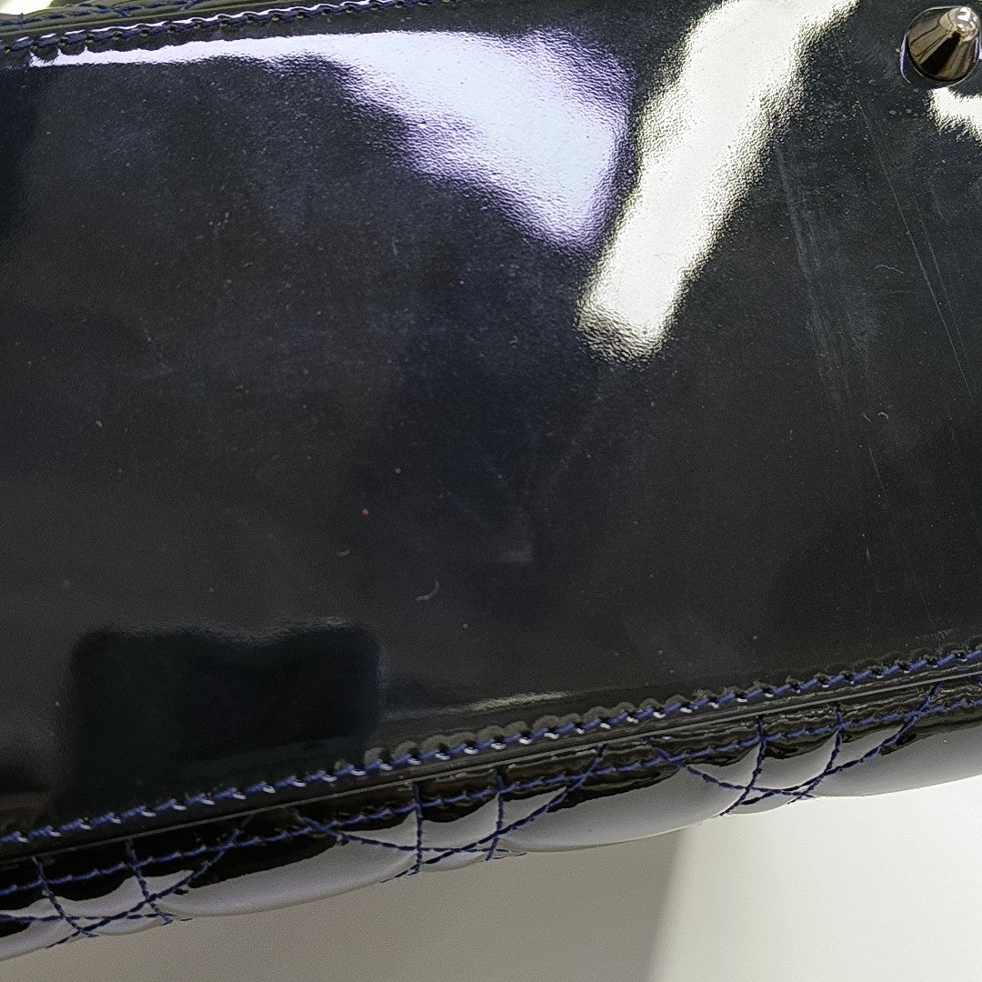 Lady Dior Medium Quilted Patent Leather Blue
