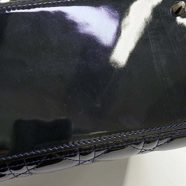 Lady Dior Medium Quilted Patent Leather Blue