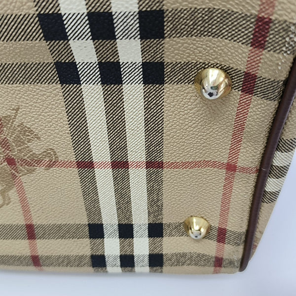 Coated Canvas Top Handle Bag Beige