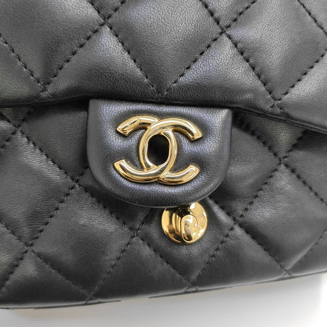 Quilted Lambskin Shoulder Bag Mini Black