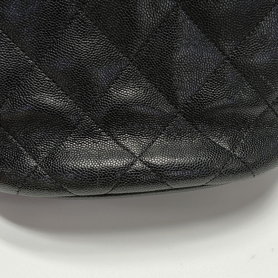 Quilted Grained Calfskin Shoulder Bag Black