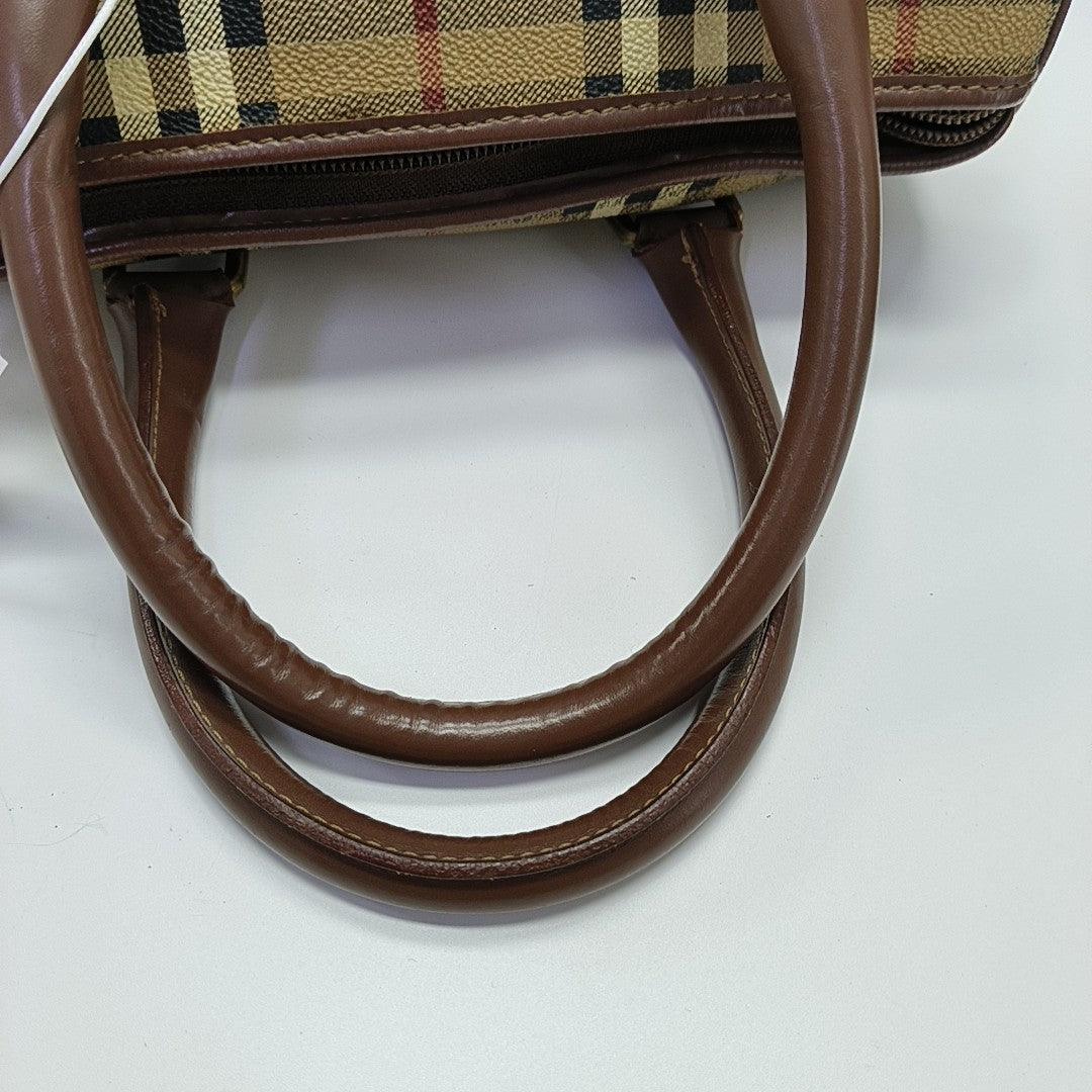 Coated Canvas Top Handle Bag Beige