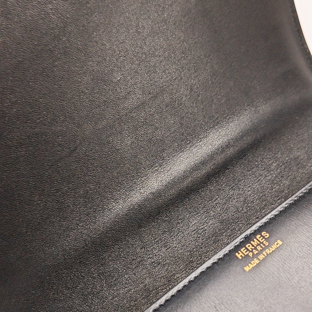 Box Calf Shoulder Bag Black